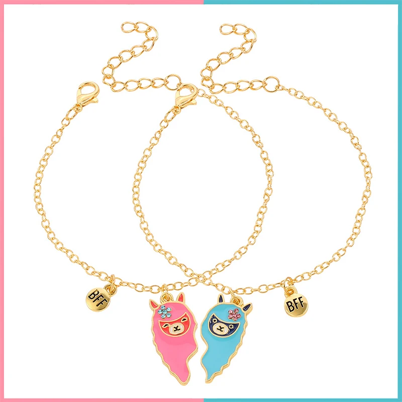 2pcs Couple Bracelets Cute Alpaca Pendants Crystal Stitching Heart Broken Best Friends Bracelet BFF Letter Gold Bracelet Jewelry
2pcs Couple Bracelets Cute Alpaca Pendants Crystal Stitching Heart Broken Best Friends Bracelet BFF Letter Gold Bracelet Jewelry