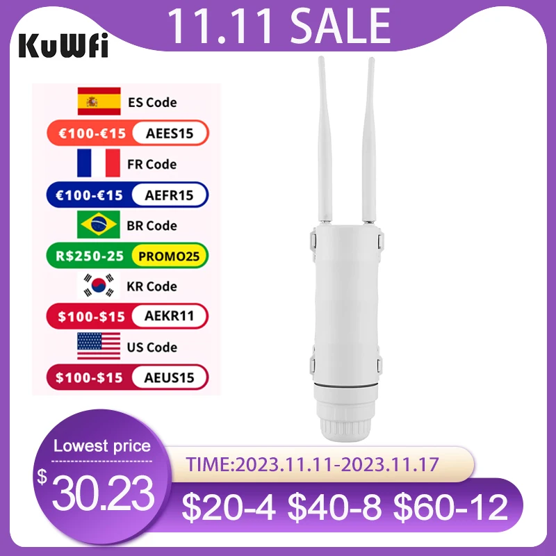 

KuWFi Outdoor 4G WIFI Router 150Mbps Wireless AP WIFI Extender Long Range Antenna IP67 Waterproof WIFI Repeater with SIM Card