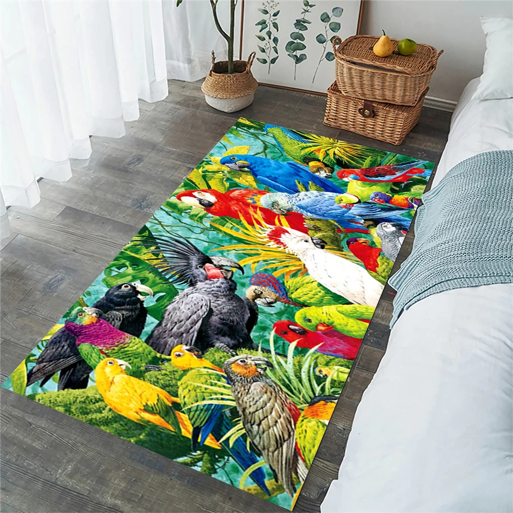 

CLOOCL Cute Parrot Macaw Floor Mats Tropical Forest 3D Printed Flannel Carpets for Living Room Area Rug Indoor Doormats