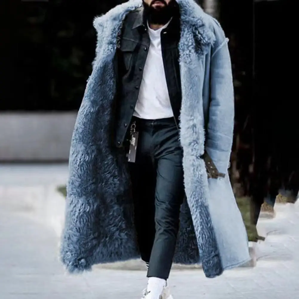 

Зимняя мужская куртка премиум-класса, мужское зимнее пальто, плотная плюшевая устойчивая к холоду однобортная стильная уличная теплая куртка средней длины с лацканами