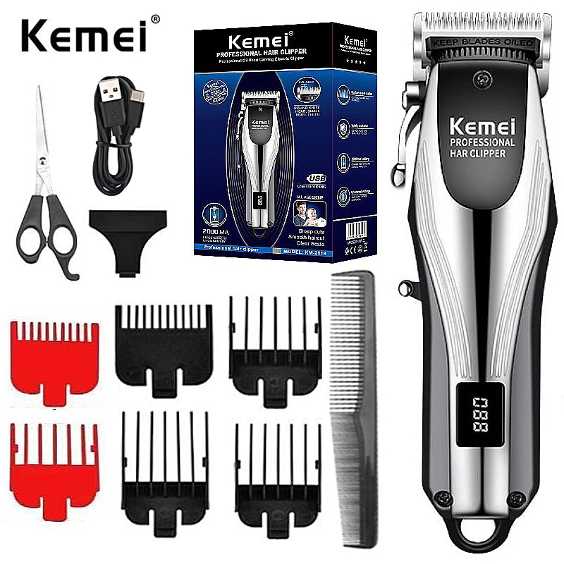 Kemei KM-2619 Professional Cordless Hair Clipper Rechargeable Men Hair Trimmer Adjustable Cutting Lever Barber Shop LCD Display
Kemei KM-2619 Professional Cordless Hair Clipper Rechargeable Men Hair Trimmer Adjustable Cutting Lever Barber Shop LCD Display
