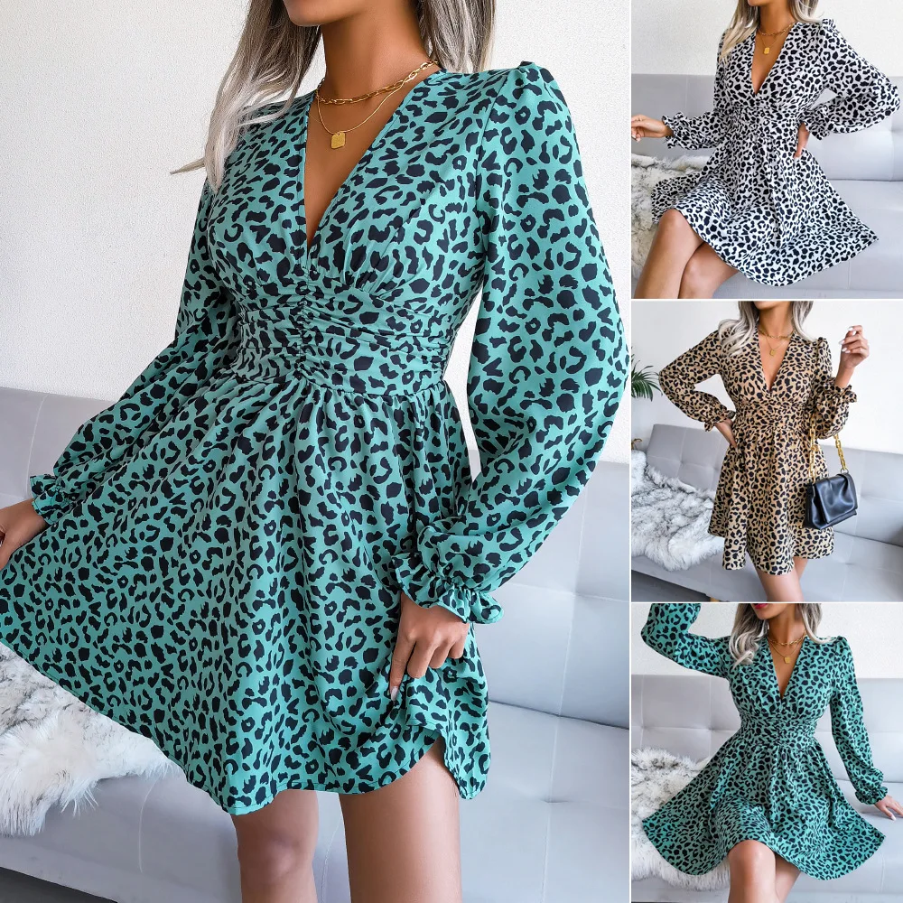 Leopard Print Elegant Women DressFlexible Waist 2022Spring Summer Long Sleeved Casual Dresses Ruffle Women DressClothes Bohemia
Leopard Print Elegant Women DressFlexible Waist 2022Spring Summer Long Sleeved Casual Dresses Ruffle Women DressClothes Bohemia