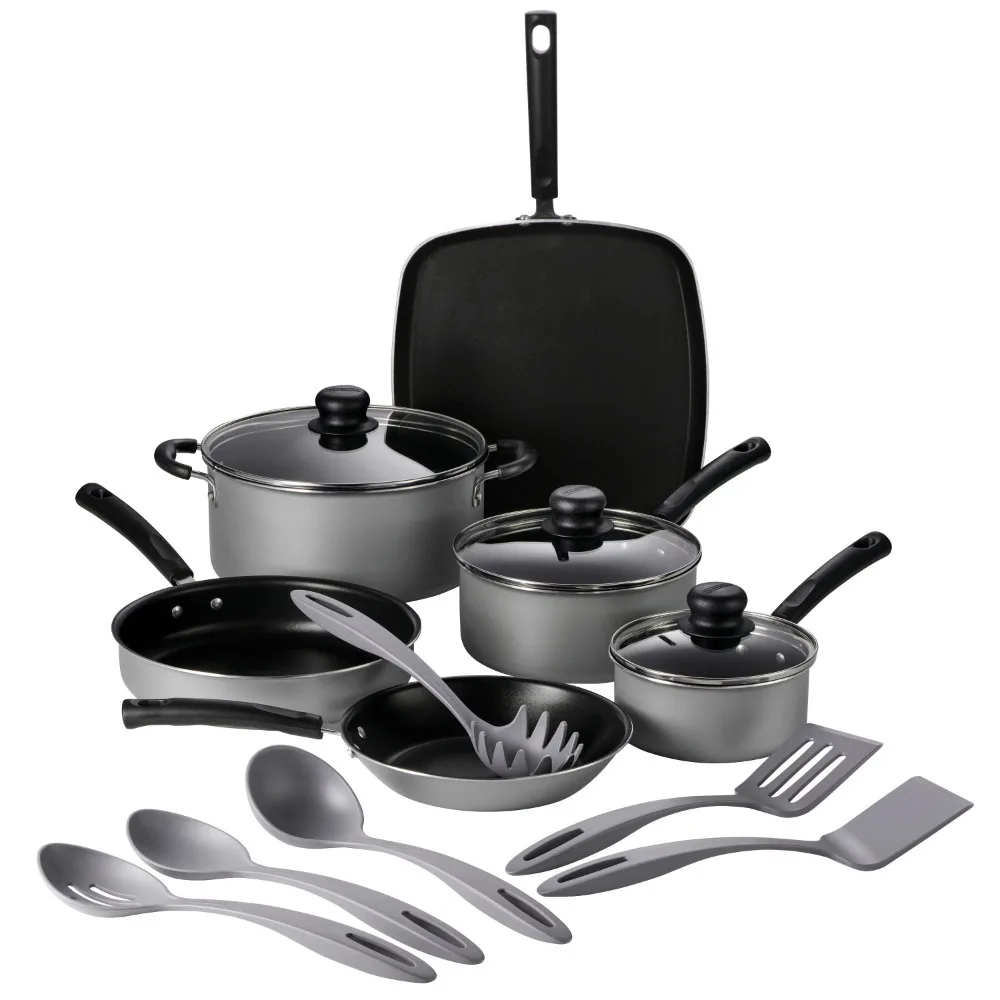 15 Pc Cookware Set - Silver Aluminum Nonstick Free Shipping Non-stick Cookware for Kitchen Pots Offers Cooking Pots Sets Pan Bar
15 Pc Cookware Set - Silver Aluminum Nonstick Free Shipping Non-stick Cookware for Kitchen Pots Offers Cooking Pots Sets Pan Bar
