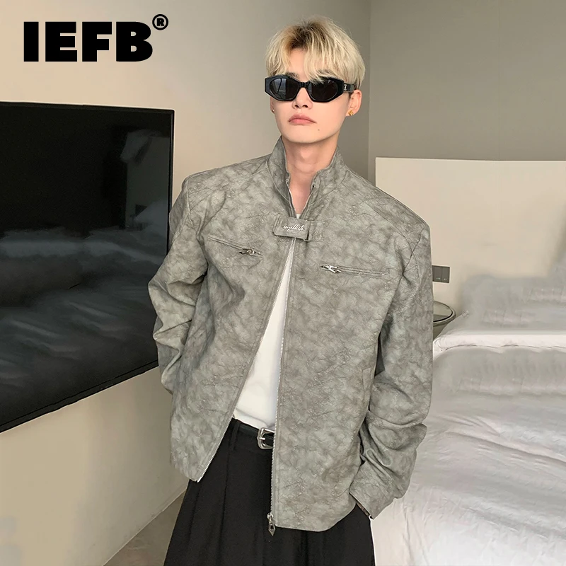 IEFB Trend Men's Leather Jackets Tie Dyed Texture Niche Design Shoulder Pad PU Coat Standing Collar Faux Leather Tops New 9C2284
IEFB Trend Men's Leather Jackets Tie Dyed Texture Niche Design Shoulder Pad PU Coat Standing Collar Faux Leather Tops New 9C2284