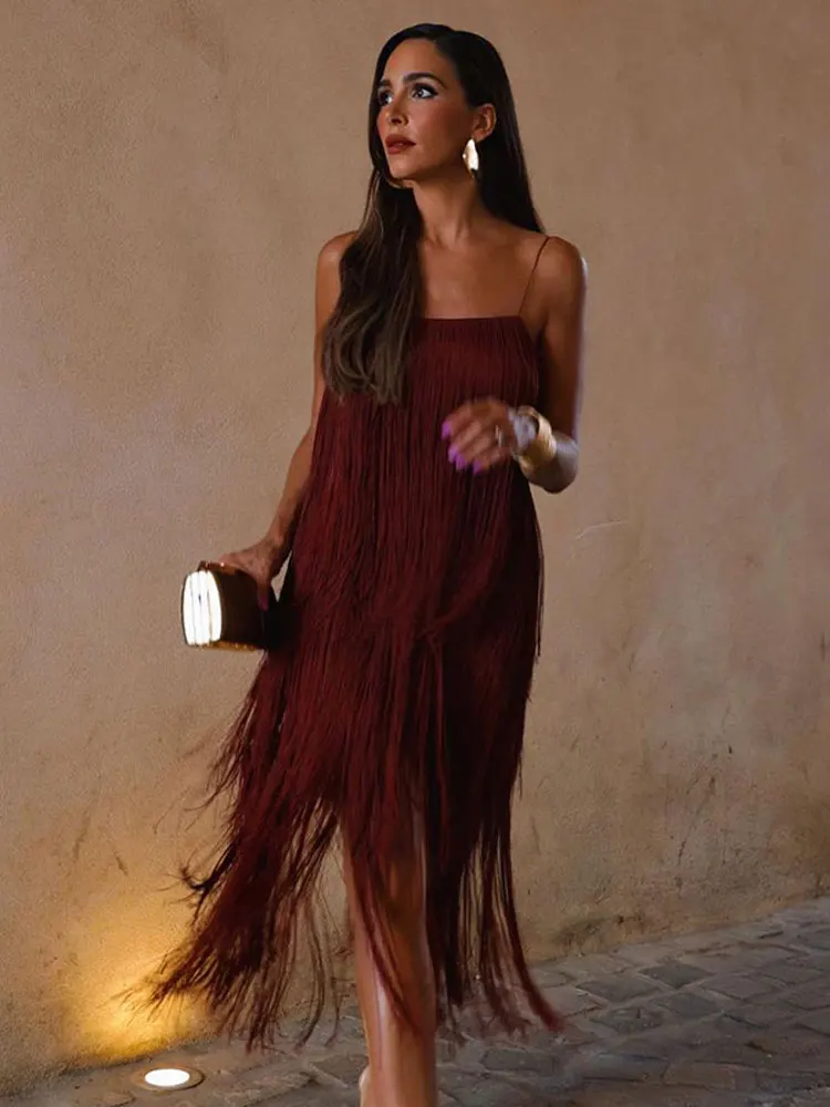 Women Elegant Layered Tassel Backless Sling Dress Sexy Sleeveless Spaghetti Strap Vestido 2023 Summer Lady Prom Fashion Robe
Women Elegant Layered Tassel Backless Sling Dress Sexy Sleeveless Spaghetti Strap Vestido 2023 Summer Lady Prom Fashion Robe