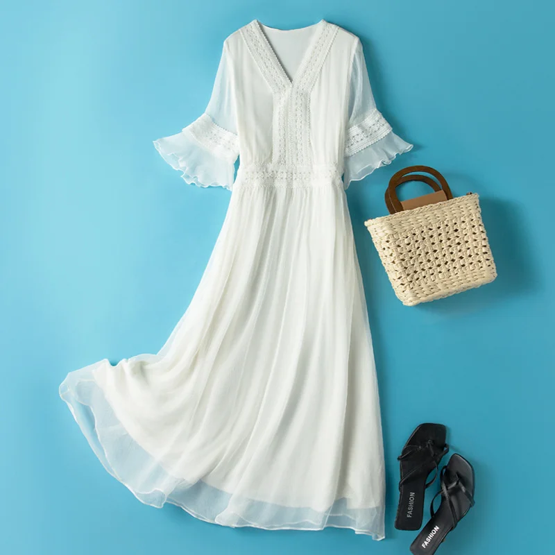100% Real Silk Summer Dress White Beach Dress Long Dresses for Women 2022 Elegant Korean Fashion Vestidos De Verano Gxy11
100% Real Silk Summer Dress White Beach Dress Long Dresses for Women 2022 Elegant Korean Fashion Vestidos De Verano Gxy11