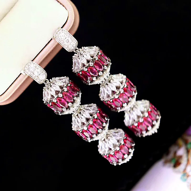 ZOCA Luxury Craft Aesthetics Lantern Drop Earrings Blue Green Red S925 Sterling Silver Zircon Fine Jewelry Women Gift Party
ZOCA Luxury Craft Aesthetics Lantern Drop Earrings Blue Green Red S925 Sterling Silver Zircon Fine Jewelry Women Gift Party