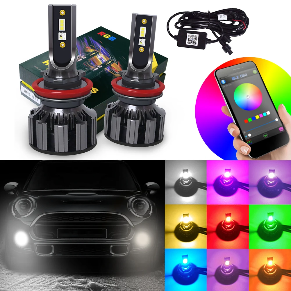 H11 Комплект автомобисветодиодный светодиодных ламп RGB, управление через приложение по Bluetooth, противотуманные фары, ламповый модуль
H11 Комплект автомобисветодиодный светодиодных ламп RGB, управление через приложение по Bluetooth, противотуманные фары, ламповый модуль