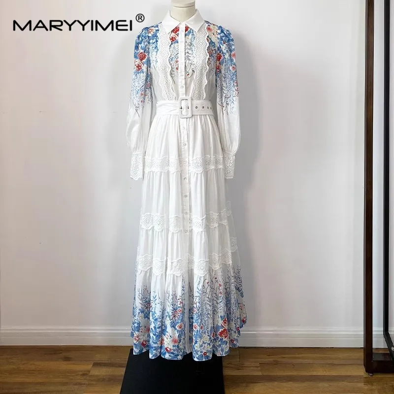 Модное осеннее женское платье MARYYIMEI с длинными рукавами, кружевные вышитые с цветочным принтом и поясом, белые хлопковые праздничные Макси-платья
Модное осеннее женское платье MARYYIMEI с длинными рукавами, кружевные вышитые с цветочным принтом и поясом, белые хлопковые праздничные Макси-платья