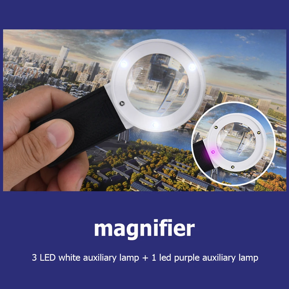 30x HD Handheld Magnifying Glass Lens with 4LED Lights Illuminated Magnifier Loupe for Elderly Reading Jewelry Inspection
30x HD Handheld Magnifying Glass Lens with 4LED Lights Illuminated Magnifier Loupe for Elderly Reading Jewelry Inspection