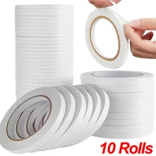 10 Rolls Double Sided Adhesive Tape 8M Ultra-thin White Strong Tape Sticker for Home Office Craft Double Sided Tape Sticky Paper