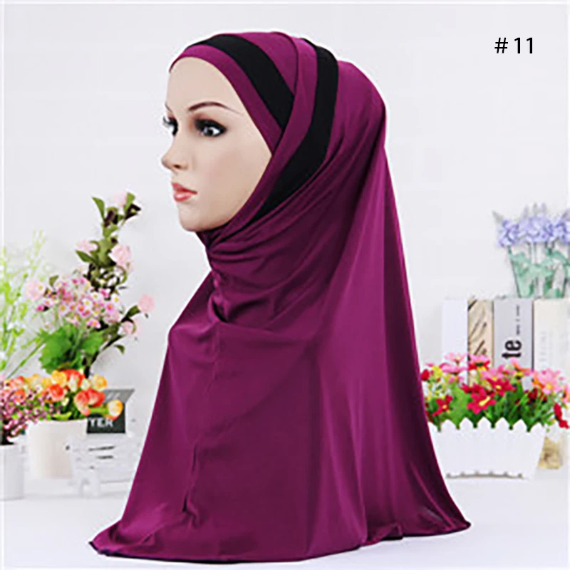 

H130 2Piece Amira Hijab Women Islamic Head Scarves 2 In 1 Hijab Scarf Muslim Hijabs Islamic Scarves Striped Shawl Jersey Turbans