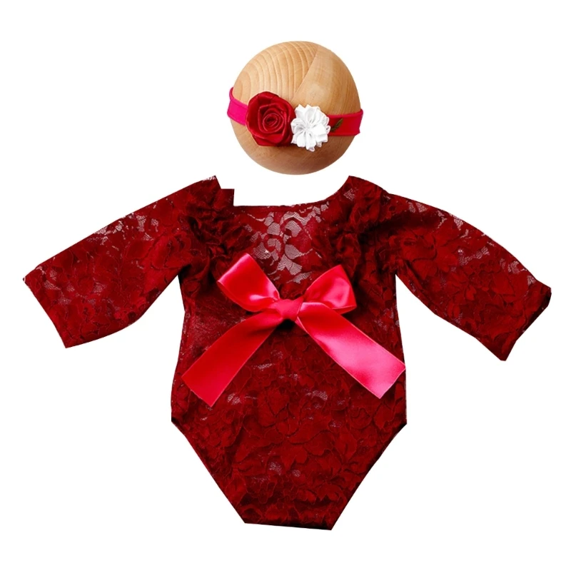 

Одежда для фотосессии для маленьких девочек, кружевной комбинезон с длинными рукавами, костюм для новорожденных, цельный с на с