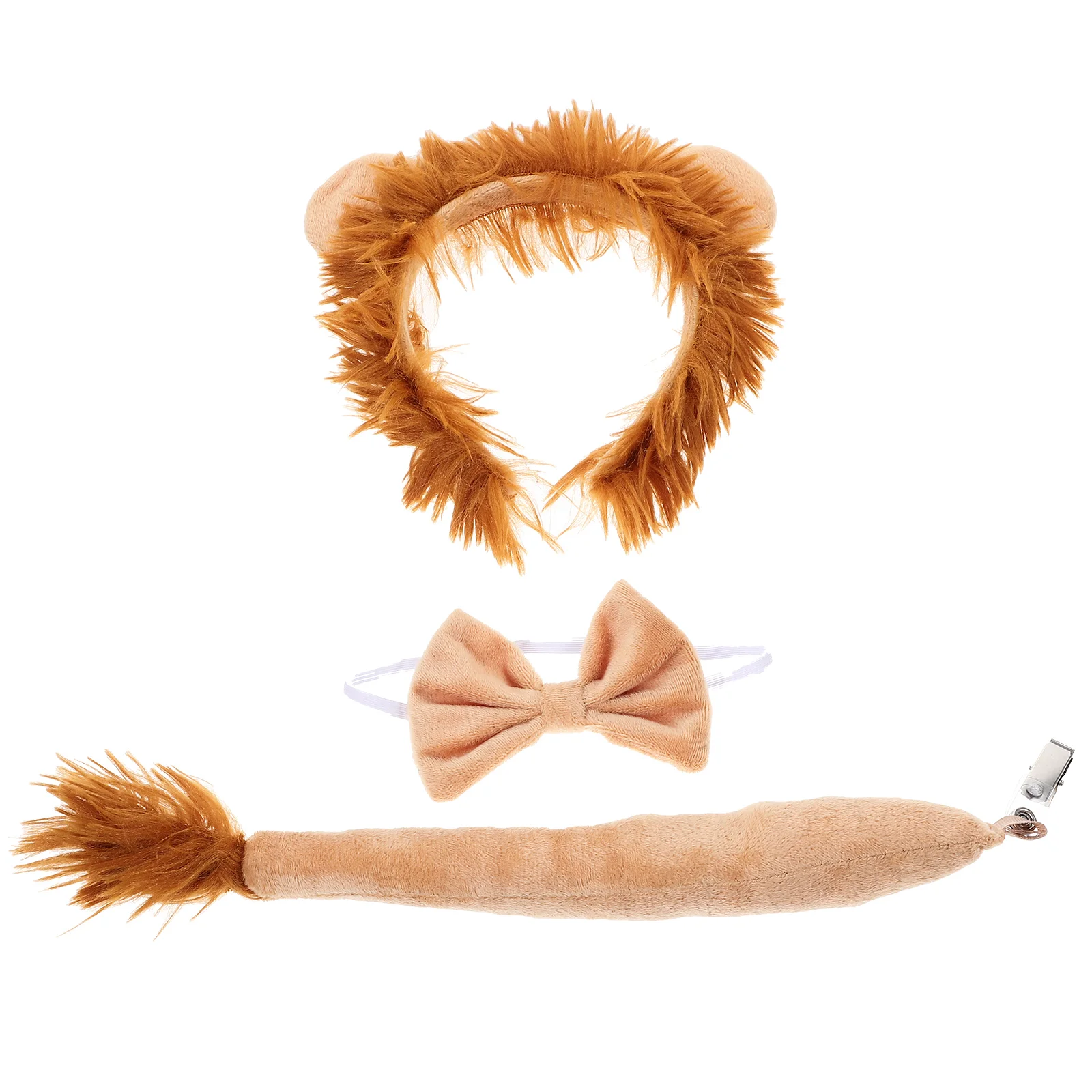 

1 комплект повязка на голову с львиными ушками, галстук-бабочка и хвост для косплея льва, реквизит для костюмированной вечеринки на Хэллоуин