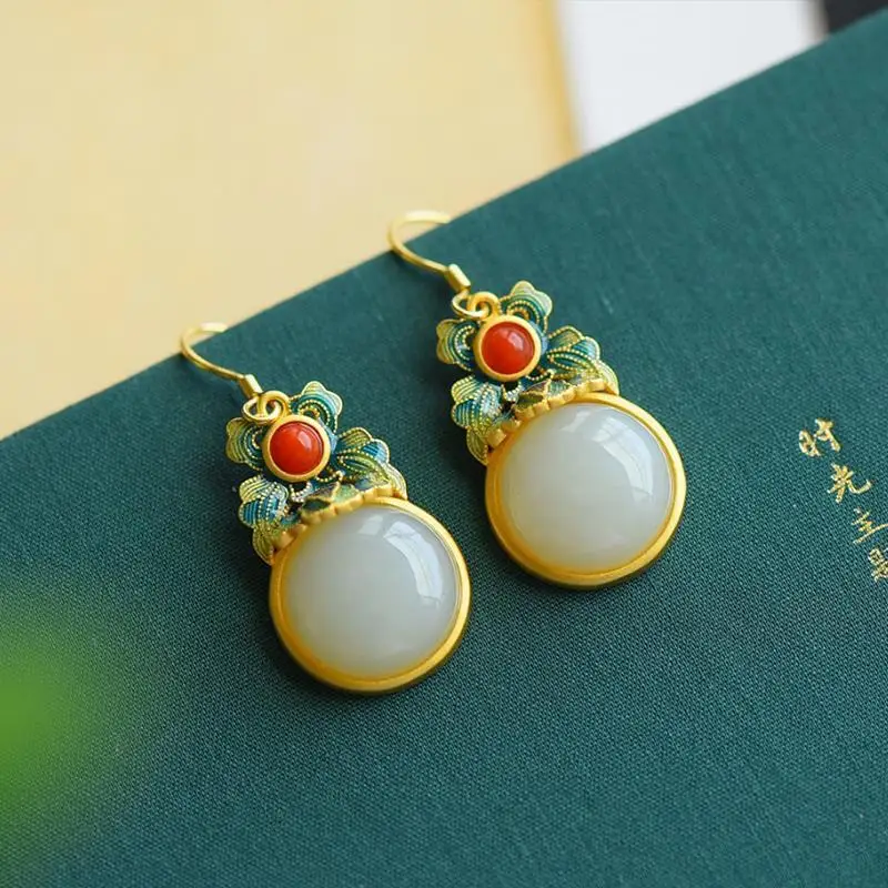 Natural Hetian Jade Epoxy Enamel Porcelain Earrings Chinese Retro Ethnic Style Designer Unique Charm Women's Brand Jewelry
Natural Hetian Jade Epoxy Enamel Porcelain Earrings Chinese Retro Ethnic Style Designer Unique Charm Women's Brand Jewelry