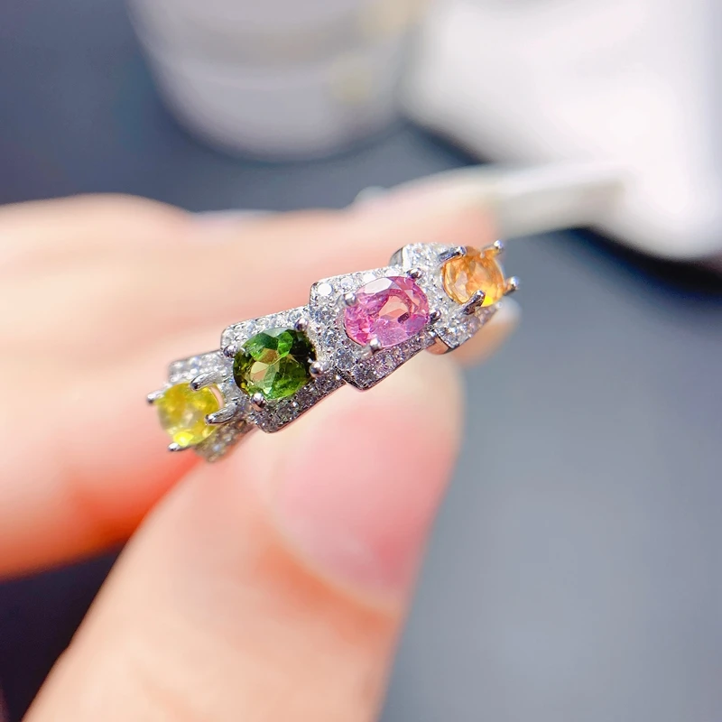 Natural tourmaline ring women's exclusive 925 sterling silver simple and exquisite
Natural tourmaline ring women's exclusive 925 sterling silver simple and exquisite
