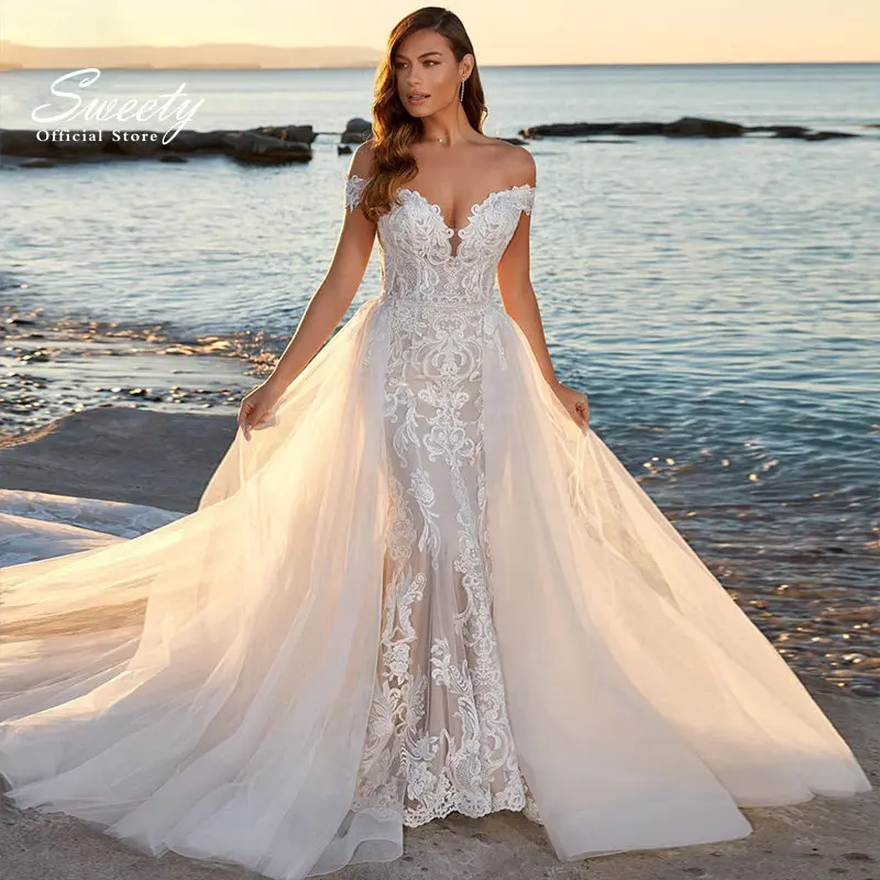 Luxury Detachable 2 In 1 Wedding Mermaid Dress Embroidered Lace On Net With Square Collar Sleeveless Bride Gowns Vestido De Novi
Luxury Detachable 2 In 1 Wedding Mermaid Dress Embroidered Lace On Net With Square Collar Sleeveless Bride Gowns Vestido De Novi