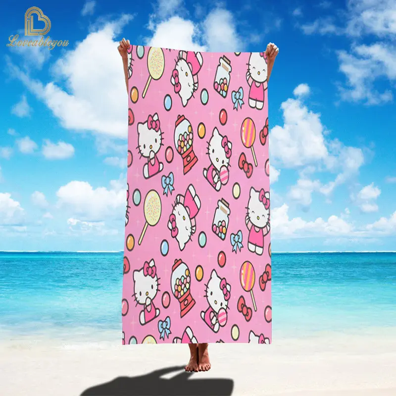 

Kawaii Hello Kitty полотенце из микрофибры аниме Kt Cat мягкое быстросохнущее пляжное полотенце летнее Впитывающее банное полотенце для спорта плавания