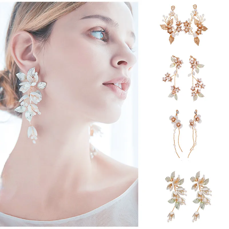 Wedding Fashion Zircon Handmade Earrings Jewelry Tassel Iron Flower Pearl Elegant Temperament Bridal Prom Dress Up Supplies
Wedding Fashion Zircon Handmade Earrings Jewelry Tassel Iron Flower Pearl Elegant Temperament Bridal Prom Dress Up Supplies
