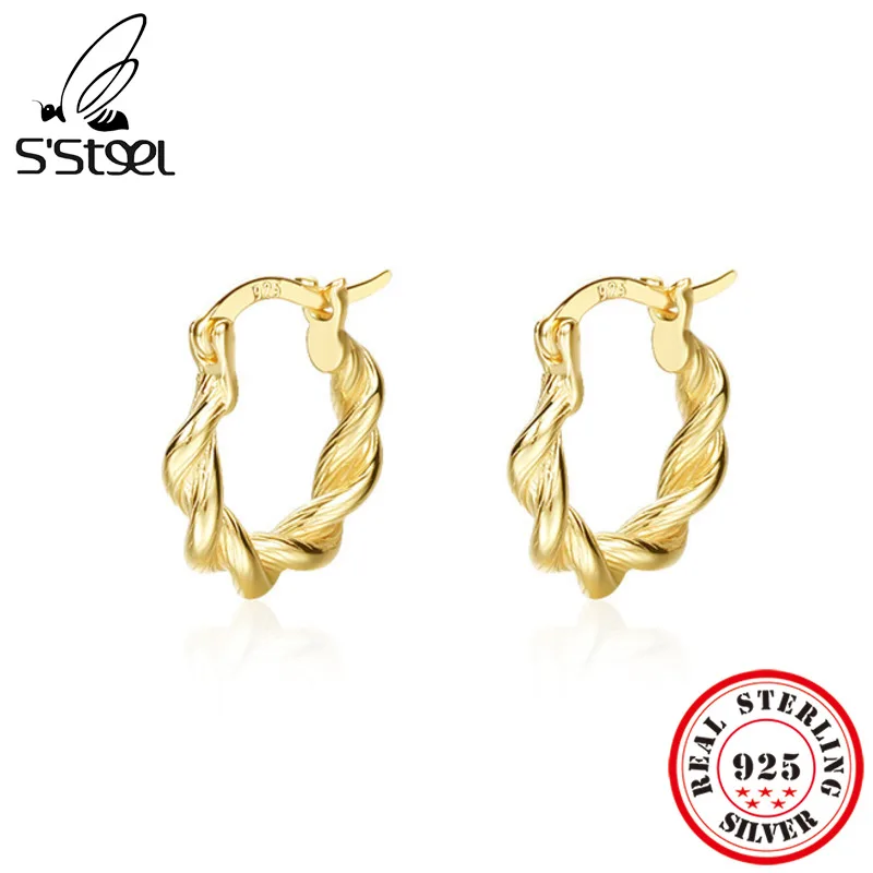 S'STELL 925 Sterling Silver Small Twisted Rope Earrings For Women 2022 Trending Gold Hoop Earings Hypoallergenic Fine Jewelry
S'STELL 925 Sterling Silver Small Twisted Rope Earrings For Women 2022 Trending Gold Hoop Earings Hypoallergenic Fine Jewelry