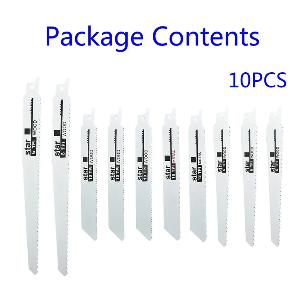10pcs Reciprocating Saw Blades Bi-Metal High Strength Metal Cut Blade For Woodworking Metal PVC Tube Power Tools Accessories
10pcs Reciprocating Saw Blades Bi-Metal High Strength Metal Cut Blade For Woodworking Metal PVC Tube Power Tools Accessories
