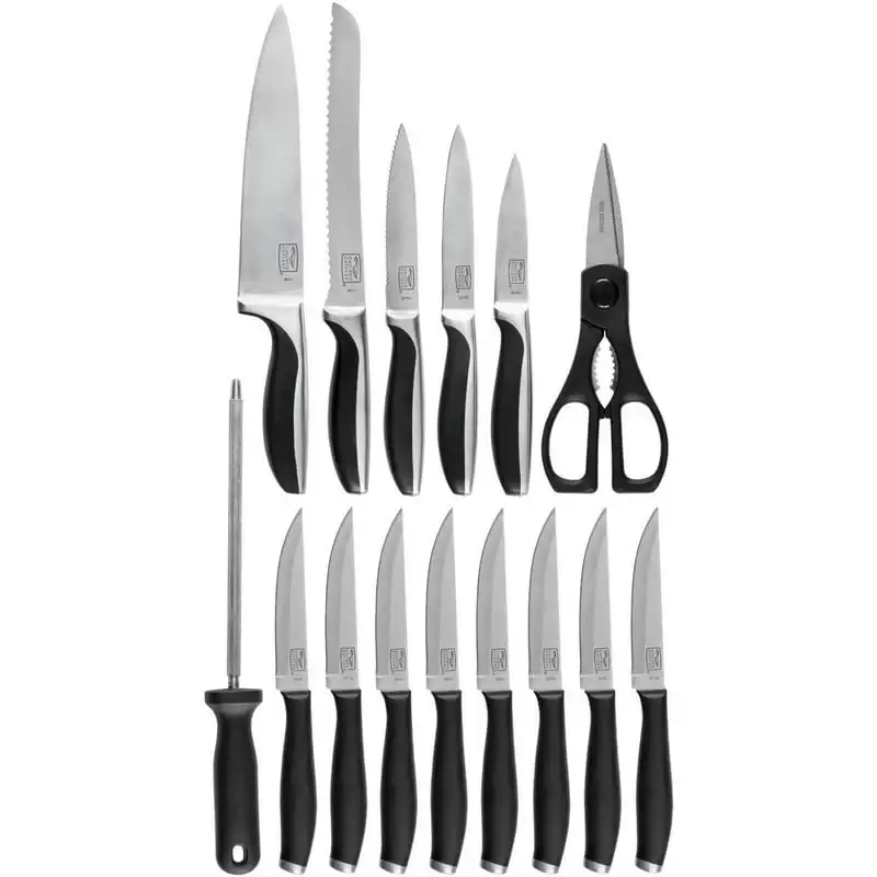 

16pcs Kitchen Knife Set with Wood Block Kitchen knives Chef knife Cook Set Chef Utility Slicer Vegetable Peeler