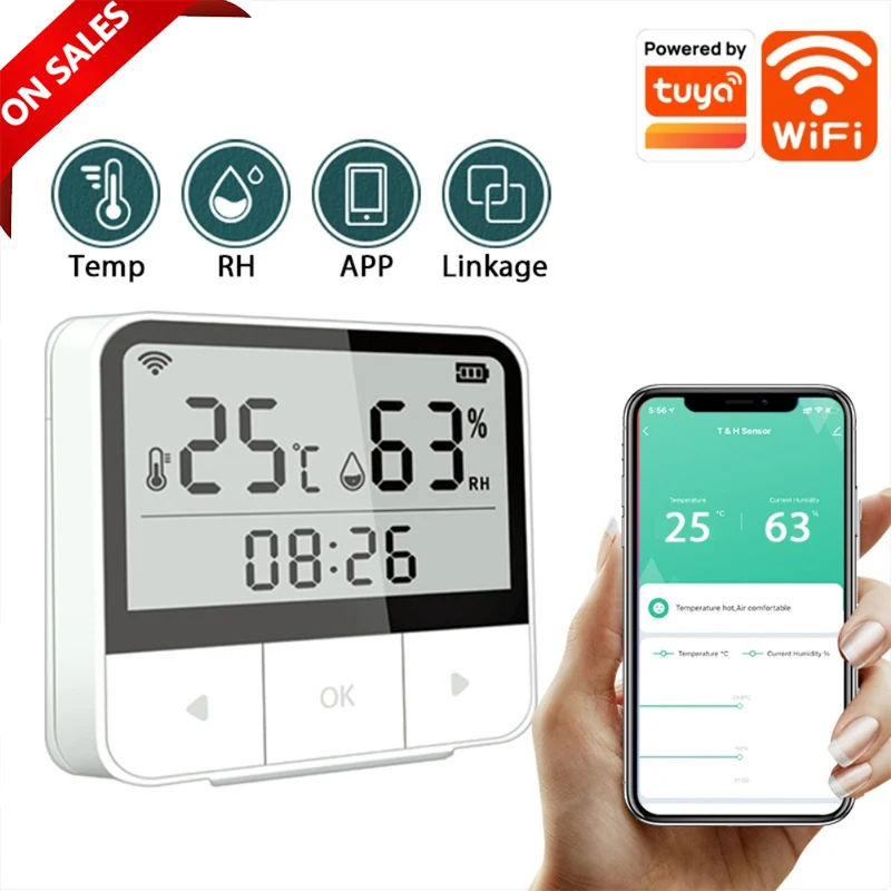 Tuya WiFi Temperature And Humidity Sensor Support Alexa Google Assistant Smart Indoor Hygrometer Thermometer With LCD Display
Tuya WiFi Temperature And Humidity Sensor Support Alexa Google Assistant Smart Indoor Hygrometer Thermometer With LCD Display