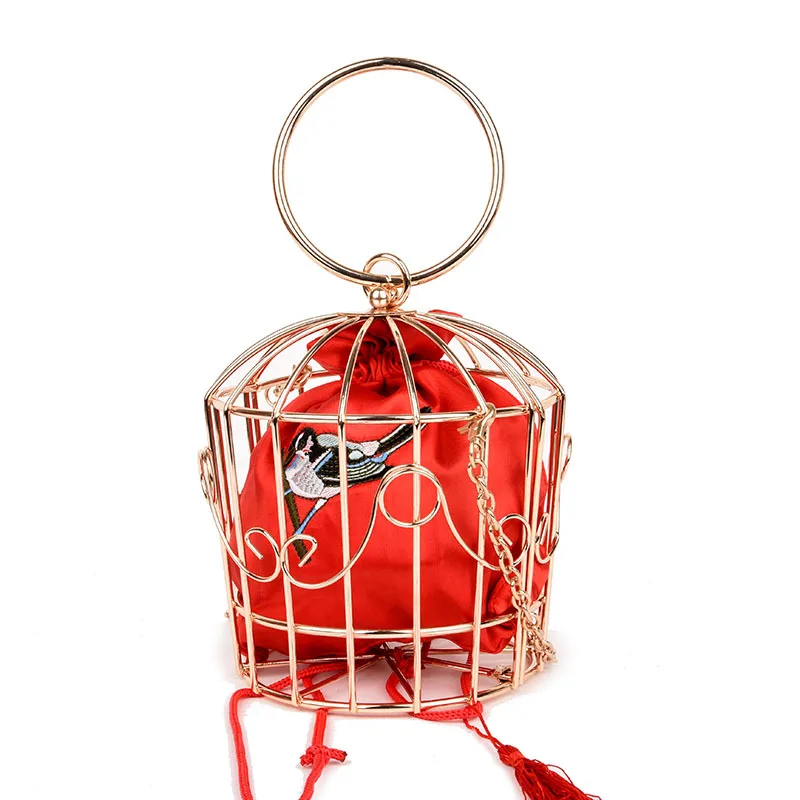 Gold Birdcage Design Bird Embroidery Small Bag High-quality Cage Handbag Fashion Metal Chain Crossbody Bag For Women Lady
Gold Birdcage Design Bird Embroidery Small Bag High-quality Cage Handbag Fashion Metal Chain Crossbody Bag For Women Lady