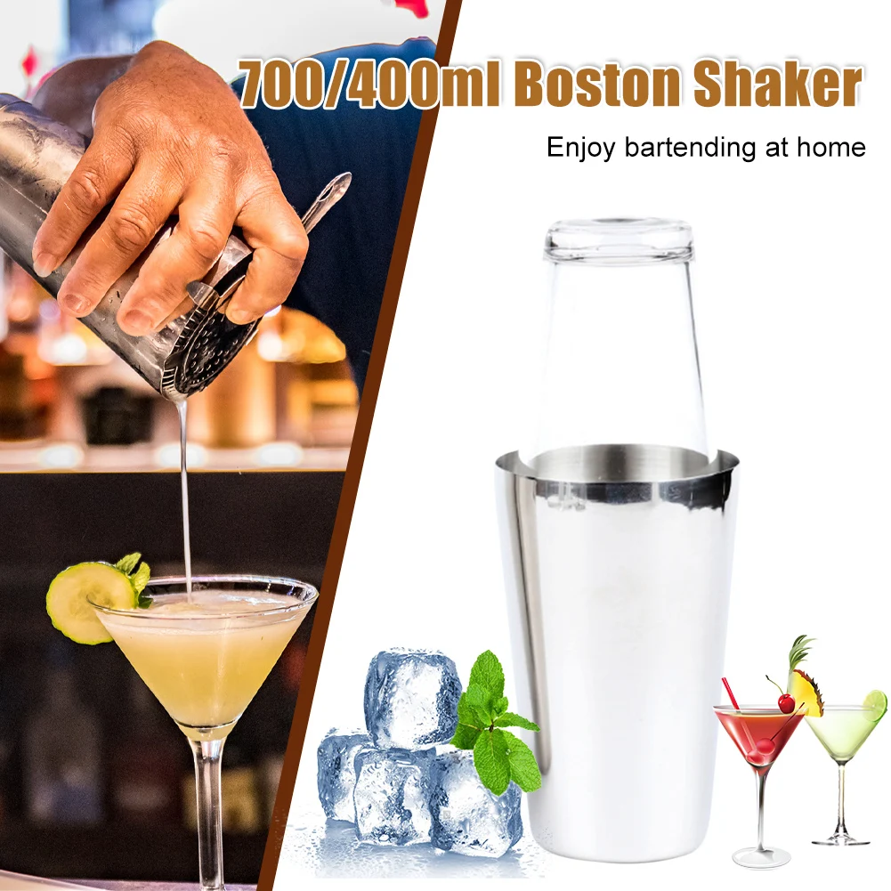 700ML Stainless Steel Boston Cocktail Shaker With 400ML Glass Cup Wine Martini Mixer Drinks Shaker Home Bar Bartending Tool
700ML Stainless Steel Boston Cocktail Shaker With 400ML Glass Cup Wine Martini Mixer Drinks Shaker Home Bar Bartending Tool