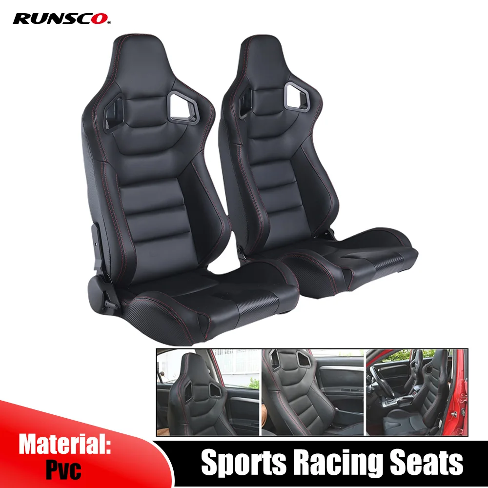 

Racing Sports Seats for Tuning Sport Car Simulator Bucket Game Seats Adjustable Black PVC Leather Universal