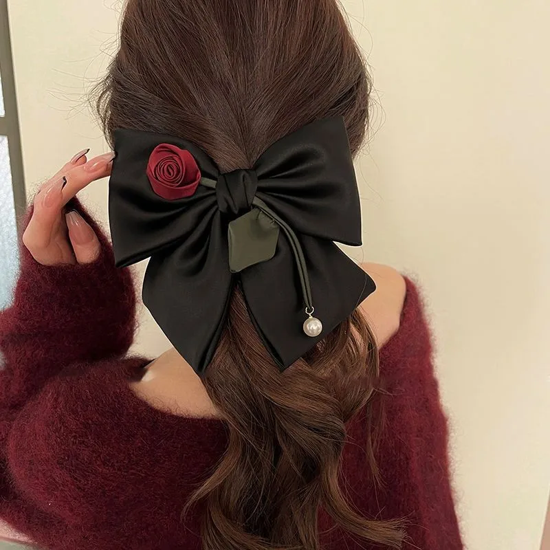 

Fashion Big Satin Bow Hair Clips Barrettes Women Girls Bowknot Rose Flower Ponytail Clips Hairpins Headbands Hair Accessories