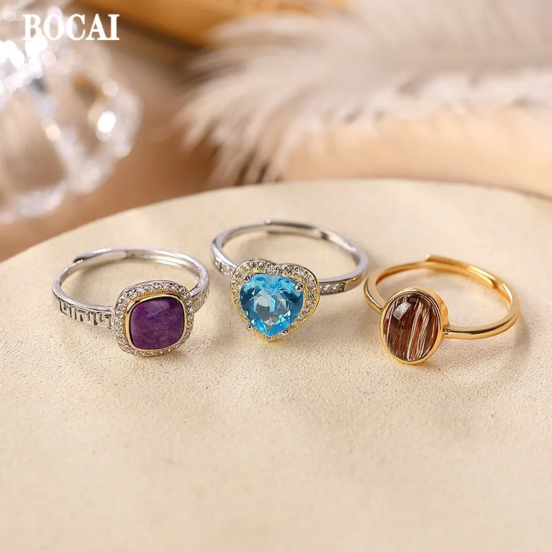 BOCAI 2022 New Pure S925 Silver Gold Plated Hair Crystal Purple Mica Topaz Women's Ring Personality Mother's Day Gift
BOCAI 2022 New Pure S925 Silver Gold Plated Hair Crystal Purple Mica Topaz Women's Ring Personality Mother's Day Gift