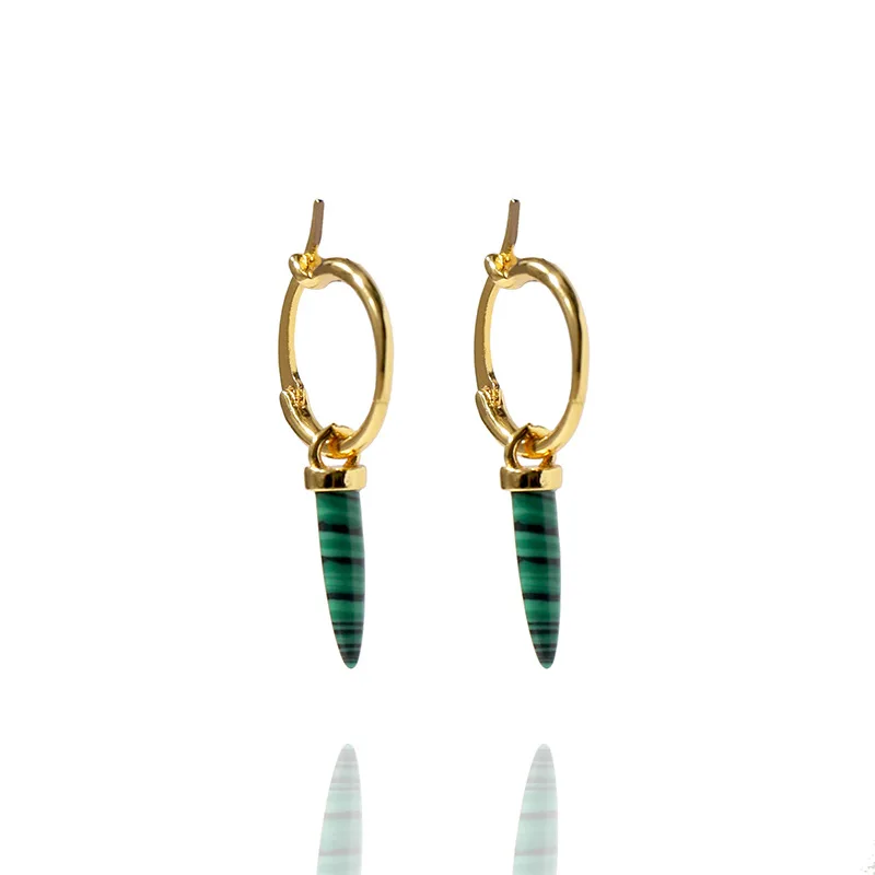 Fashion style ear studs copper gold-plated jewelry simple long mini malachite shape personality style gift for lover 
Fashion style ear studs copper gold-plated jewelry simple long mini malachite shape personality style gift for lover