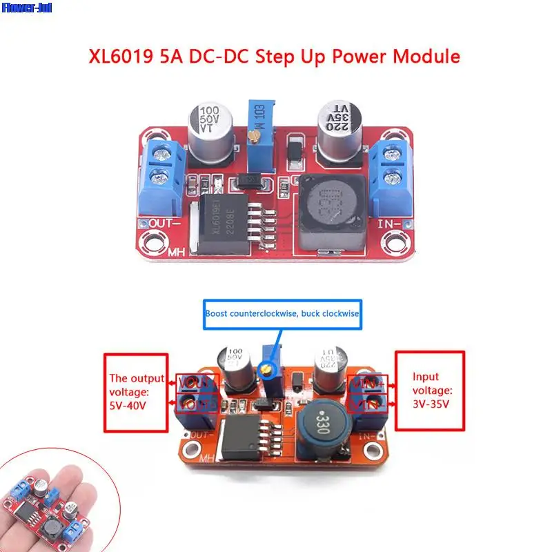 

1X 5A DC-DC Step Up Power Module Boost Volt Converter XL6019 Adjustable Boost Power Supply Board Module