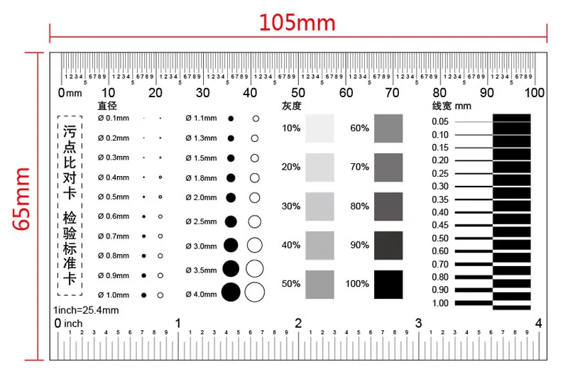 Spot Contrast Card Ruler Point Line Gauge Ferrin Ruler Caliper Defect Inspection Scratch Circle Diameter Dot Gray
Spot Contrast Card Ruler Point Line Gauge Ferrin Ruler Caliper Defect Inspection Scratch Circle Diameter Dot Gray