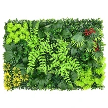Artificial Plant Wall Reusable Grass Backdrop Wall Panel Plastic Garden Grass Flower Wall Fake Green Plant Hanging Fencing Decor