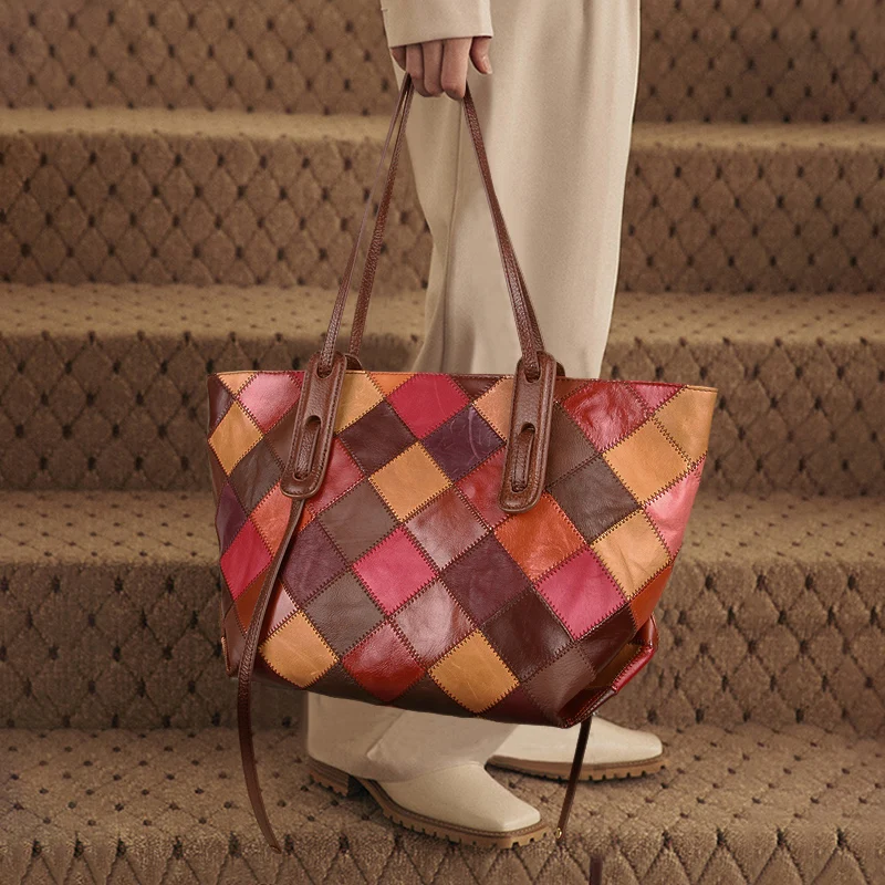 Large Tote Bag Cowhide Leather Design Luxury Handbag Female Shoulder Top-Handle Bags Large Capacity Vintage Wallets Fashion
Large Tote Bag Cowhide Leather Design Luxury Handbag Female Shoulder Top-Handle Bags Large Capacity Vintage Wallets Fashion