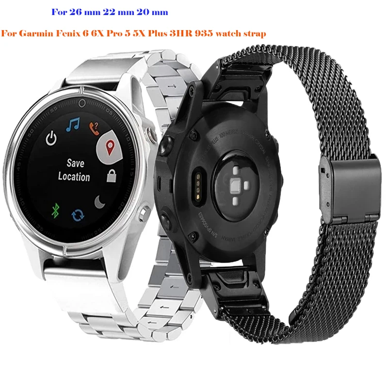 For Garmin Fenix 6 6S 6X 5X 5 5S 3 3HR Forerunner 935 945 26mm 22mm 20mm stainless steel quick release strap metal bracelet 
For Garmin Fenix 6 6S 6X 5X 5 5S 3 3HR Forerunner 935 945 26mm 22mm 20mm stainless steel quick release strap metal bracelet