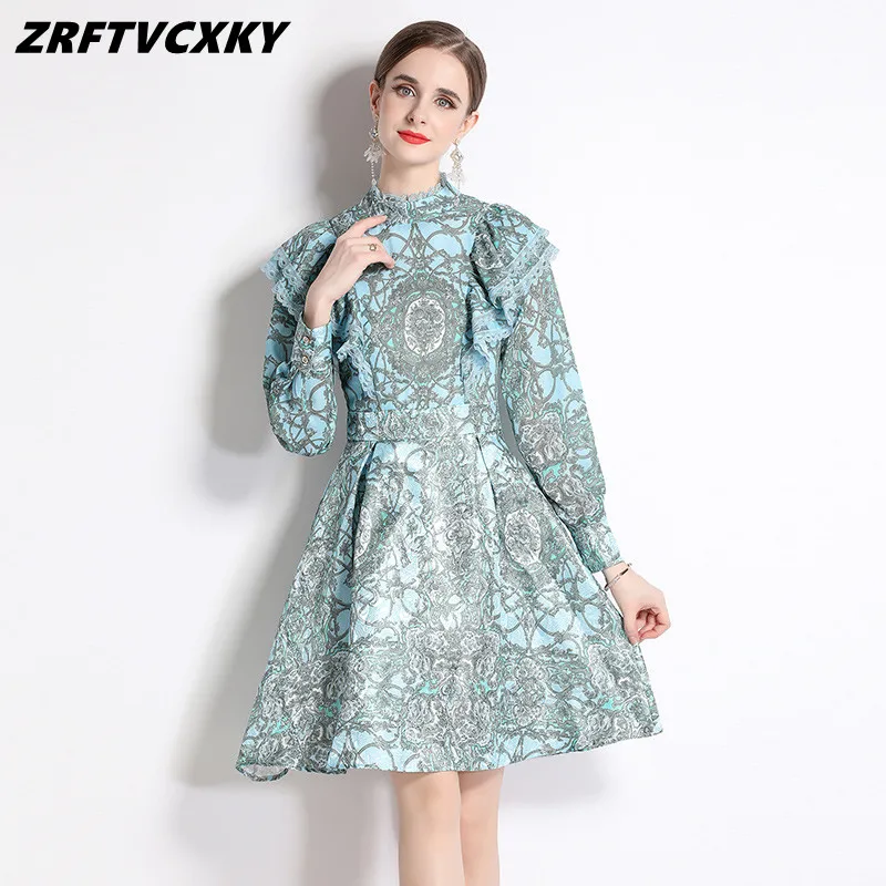 Vintage Print Elegant Stand Collar A Line Dresses For Women's Spring Fashion Long Sleeve Patchwork Ruffle Ladies Folds Midi Dres
Vintage Print Elegant Stand Collar A Line Dresses For Women's Spring Fashion Long Sleeve Patchwork Ruffle Ladies Folds Midi Dres