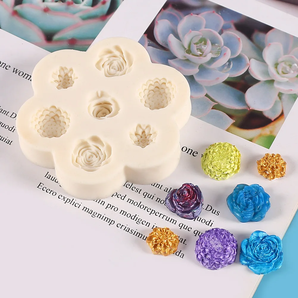 

7 Cavity Rose Flower Silicone Mold Fondant Mold Ice Cube Candy Chocolate Cake Cookie Cupcake Baking Soap Mould,Soap,Polymer Clay