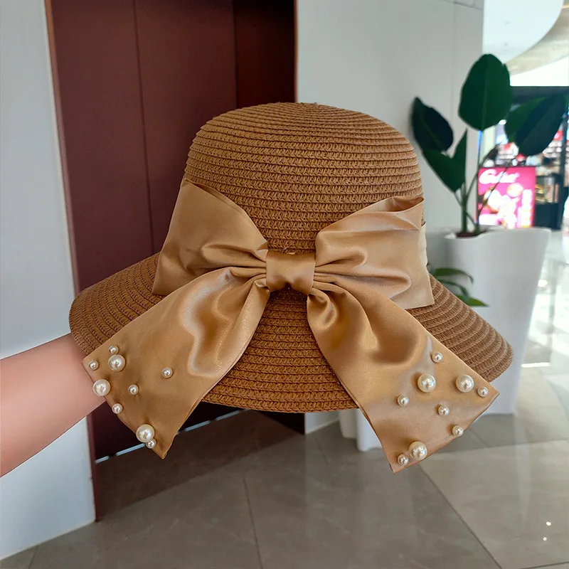 W140 Straw Hat Women's Beach Hat French Pearl Bow Sun Hat Big Brim Sun Protection Seaside Vacation
W140 Straw Hat Women's Beach Hat French Pearl Bow Sun Hat Big Brim Sun Protection Seaside Vacation