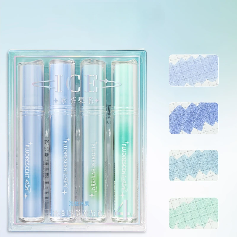 4pcs/set Transparent Fluorescent Highlighter Pens Stationery Students Marker Pen Kids Drawing Tool School Office Supplies
4pcs/set Transparent Fluorescent Highlighter Pens Stationery Students Marker Pen Kids Drawing Tool School Office Supplies