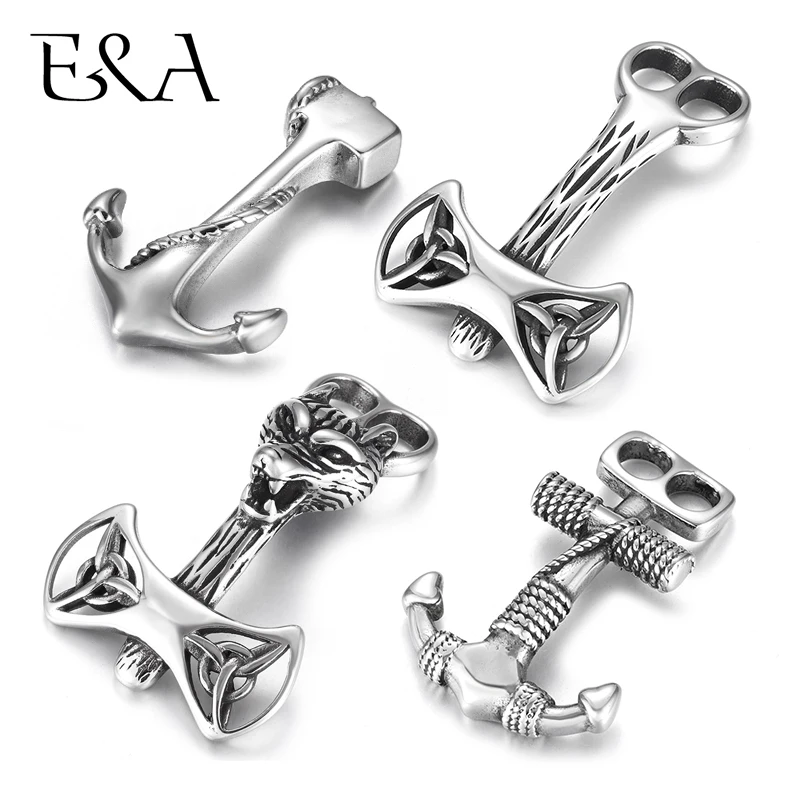 

2pc Stainless Steel Anchor Hooks Curved Double Hole for Leather Bracelet Connector Clasp Jewelry Making Findings DIY Supplies