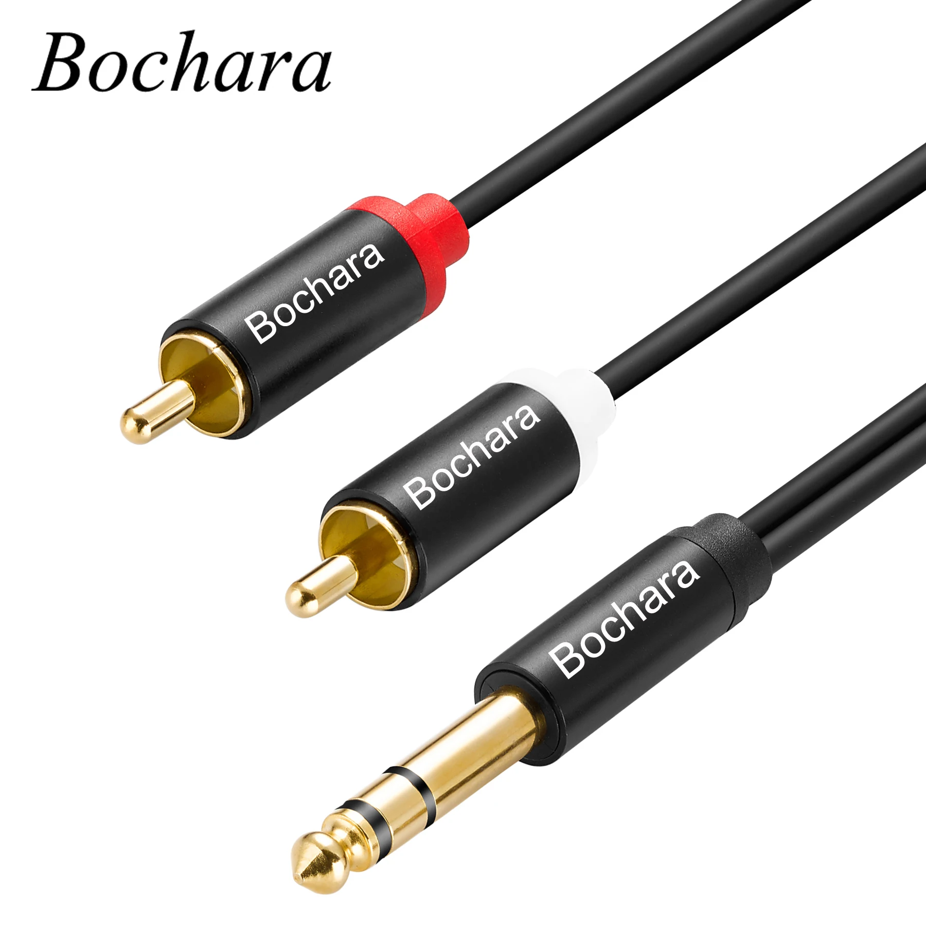 

Bochara 1/4inch TRS 6.35mm Stereo Jack to 2RCA Male OFC Audio Cable Gold Plated 1.5m 3m 5m