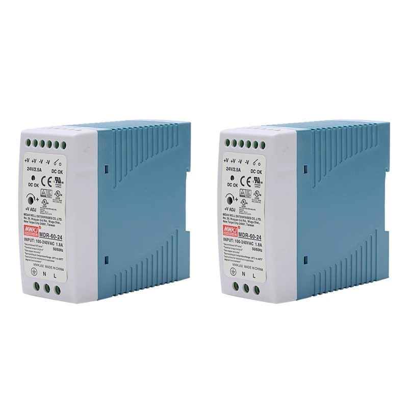 2X MDR-60 24V 60W Din Rail Power Supply Ac-Dc Driver Voltage Regulator Power Suply 110V 220V
2X MDR-60 24V 60W Din Rail Power Supply Ac-Dc Driver Voltage Regulator Power Suply 110V 220V