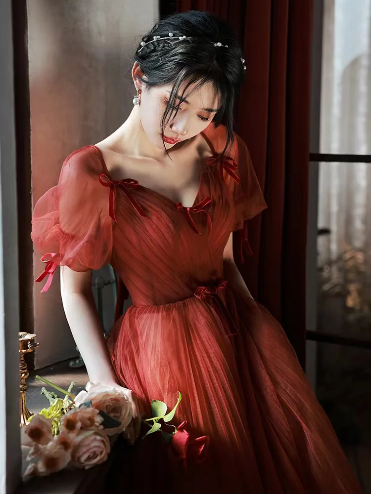 New Wine Red Elegant Atmosphere Prom Dresses A-line V-Neck Short Sleeves For Women Backless Formal Party Gown Vestidos De Fiesta
New Wine Red Elegant Atmosphere Prom Dresses A-line V-Neck Short Sleeves For Women Backless Formal Party Gown Vestidos De Fiesta