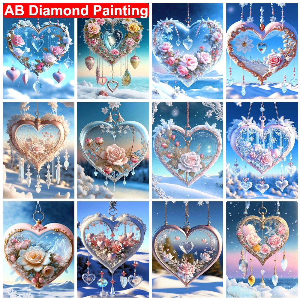 

Алмазная живопись AB в форме сердца, колокольчик ветра, сделай сам, 5D кристалл, Ловец снов, алмазная вышивка, роза, мозаика, картина, домашний декор, подарок