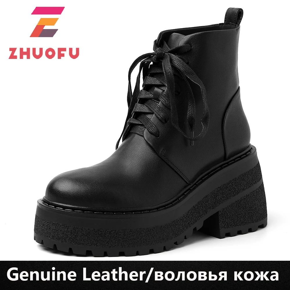 ZHUOFU 2023 Woman Martin Boots Genuine Leather Round Toe Super High 9cm Square Heel Lace Up Modern Motorcycle Boots ANKLE Boots
ZHUOFU 2023 Woman Martin Boots Genuine Leather Round Toe Super High 9cm Square Heel Lace Up Modern Motorcycle Boots ANKLE Boots