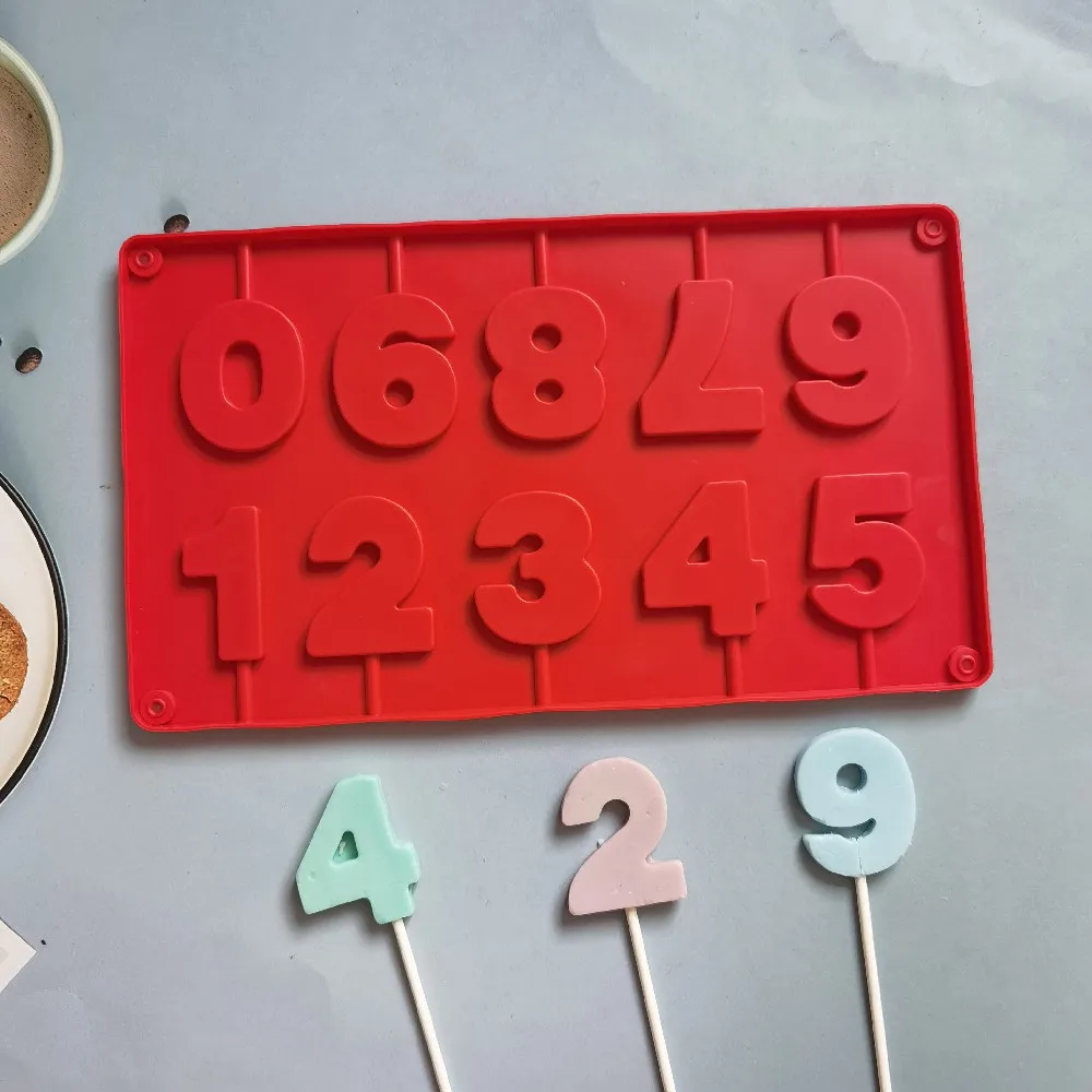 0-9 Number Digital Shape Silicone Lollipop Mold 3D Handmade Chocolate Cake Jelly Candy Mold Party Decoration Baking tools
0-9 Number Digital Shape Silicone Lollipop Mold 3D Handmade Chocolate Cake Jelly Candy Mold Party Decoration Baking tools