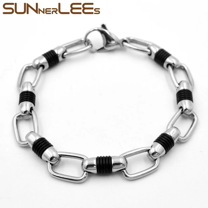 Браслет SUNNERLEES из нержавеющей стали 316L, 10 мм, Геометрическая цепочка, серебристый, черный, силиконовый, для мужчин и женщин, Подарочная бижуте...
Браслет SUNNERLEES из нержавеющей стали 316L, 10 мм, Геометрическая цепочка, серебристый, черный, силиконовый, для мужчин и женщин, Подарочная бижуте...